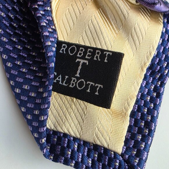 Robert Talbott Estate Luxury Designer Hand Sewn Silk Blue Mens Necktie Tie 4" - Picture 8 of 9